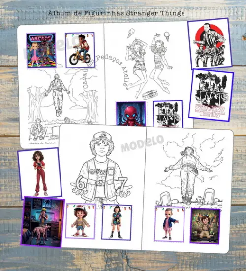 Álbum com Figurinhas Stranger Things Lembrancinha Colorir