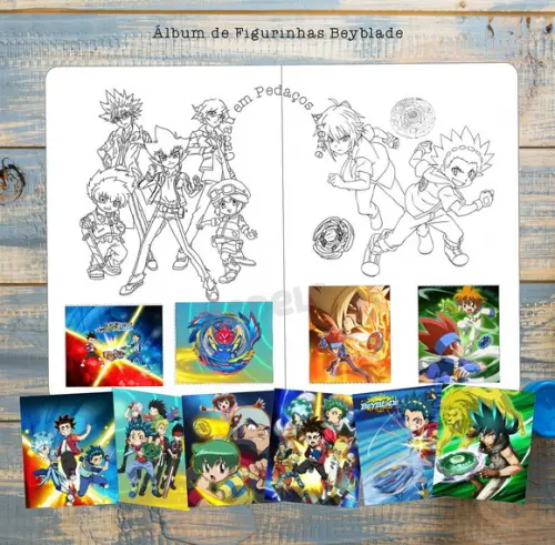 Álbum de Figurinhas Beyblade Desenhos de Colorir Lembrancinha de
