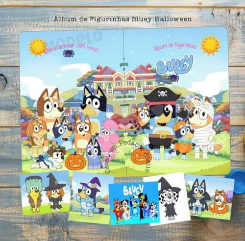 Álbum de Figurinhas Bluey Halloween Desenhos de Colorir