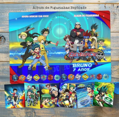 Álbum de Figurinhas Beyblade Desenhos de Colorir Festa Infantil