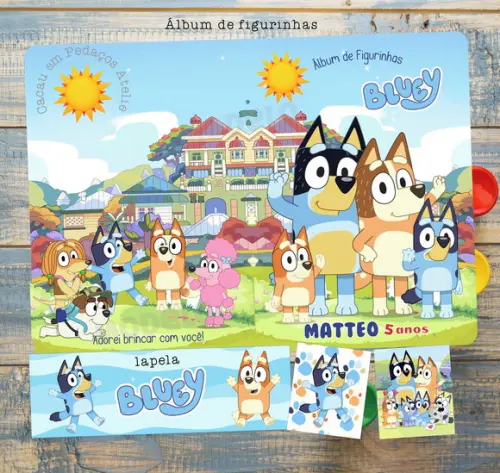 Álbum de Figurinhas com Desenhos para Colorir Bluey