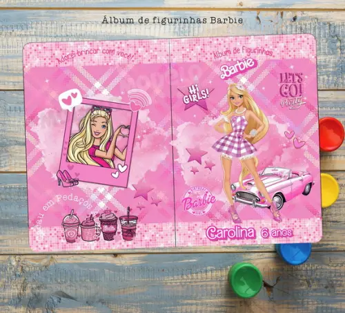 Barbie Álbum de Figurinhas e Desenhos lembrancinha festa infanti