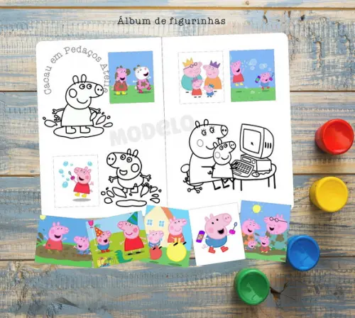 Álbum de Figurinhas e Desenhos de Colorir Lembrancinha de festa