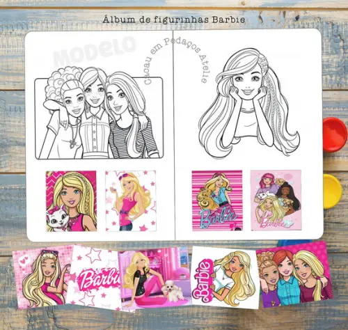 Barbie Álbum de Figurinhas e Desenhos lembrancinha festa infanti