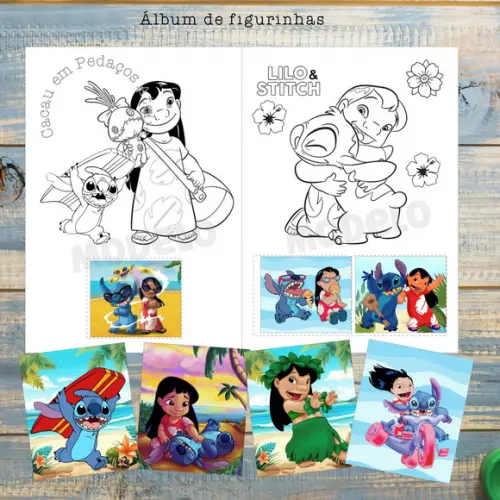 Álbum de Figurinhas e Desenhos de Colorir Lilo Stitch