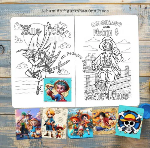 Álbum de Figurinhas e Desenhos de Colorir One Piece