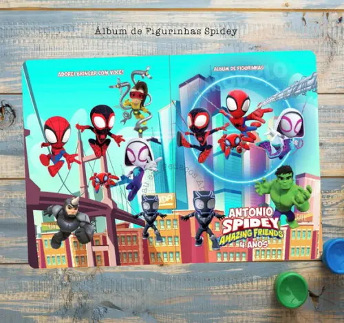 Álbum de Figurinhas e Desenhos de Colorir Spidey e Amigos