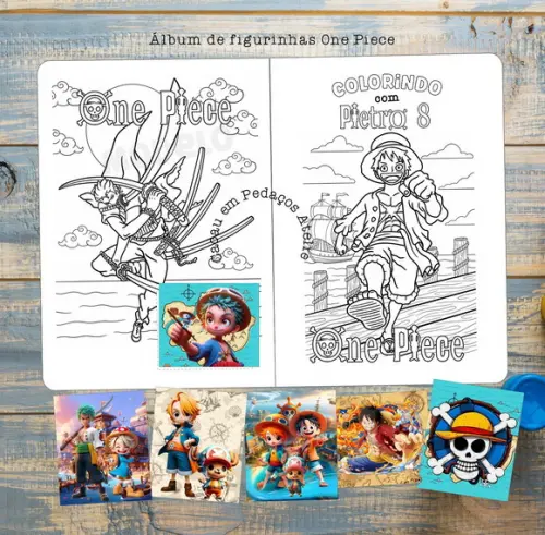 Álbum de Figurinhas e Desenhos One Piece Stickers
