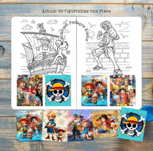 Álbum de Figurinhas e Desenhos One Piece Stickers