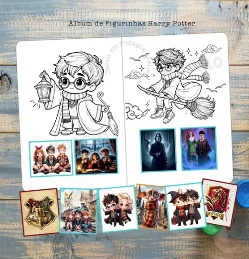 Álbum de Figurinhas Harry Potter Desenho Colorir Aniversário