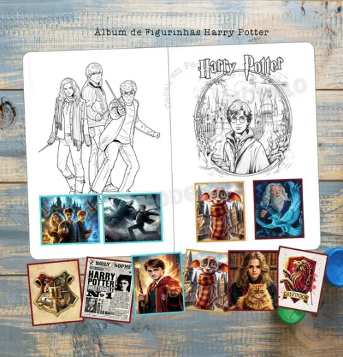 Álbum de Figurinhas Harry Potter Desenho Colorir Aniversário