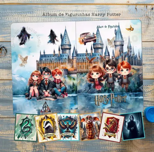 Álbum de Figurinhas Harry Potter Desenho Colorir Aniversário