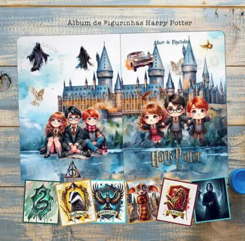 Álbum de Figurinhas Harry Potter Grifinória Sonserina Desenhos de Colorir Aniversário