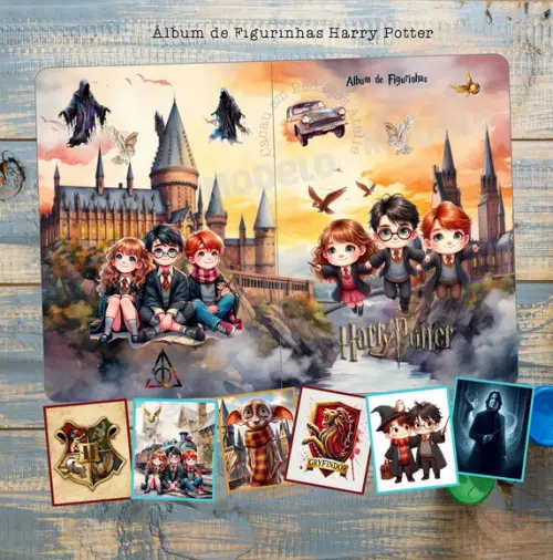 Álbum de Figurinhas Harry Potter Desenho Colorir Aniversário