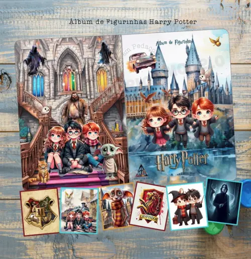 Álbum de Figurinhas Harry Potter Grifinória Sonserina Desenhos 