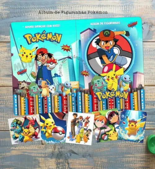 Álbum de Figurinhas Pokémon com Desenhos de Colorir