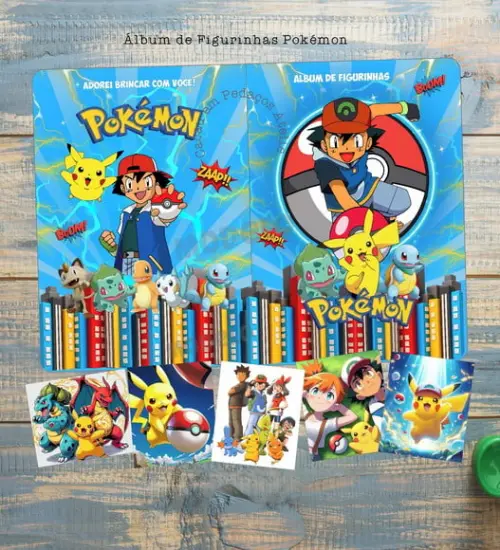 Álbum de Figurinhas Pokémon com Desenhos Colorir Aniversário