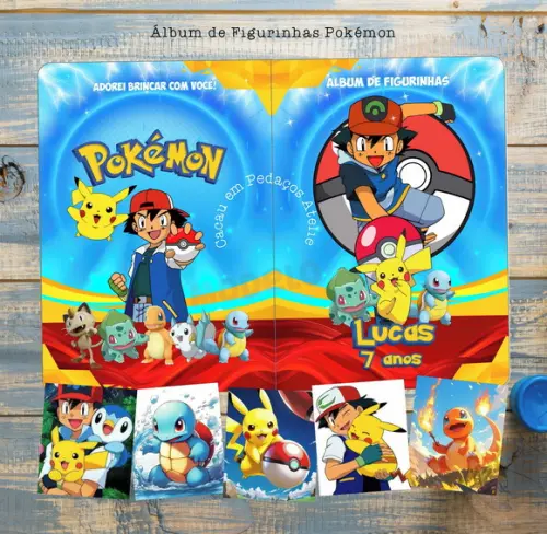 Álbum de Figurinhas Pokémon com Desenhos Colorir Aniversário