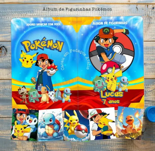 Álbum de Figurinhas Pokémon com Desenhos de Colorir
