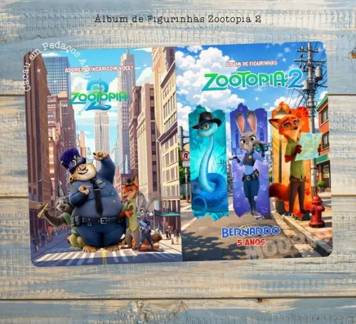 Álbum de Figurinhas Zootopia 2 com Desenhos de Colorir Festa