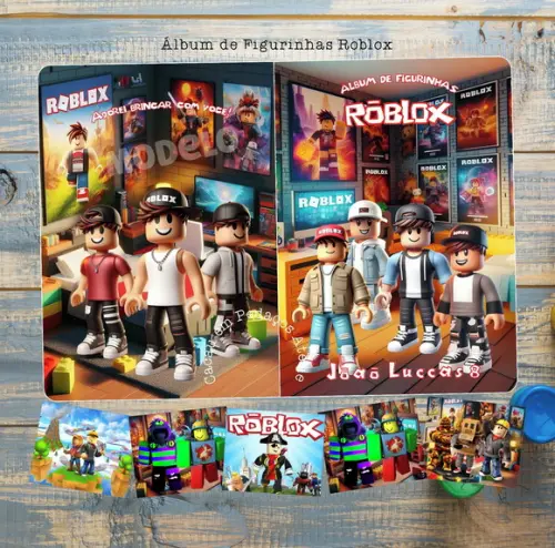 Álbum de Figurinhas Roblox Rosa Desenhos de Colorir Adesivos Fes