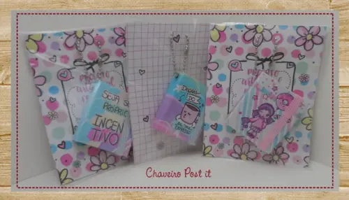 Bloco Chaveiro Post It Adesivo com 100 Folhas