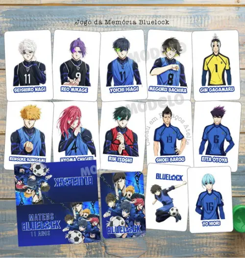Bluelock Jogo da Memória 23 Cartas Lembrancinha Aniversário