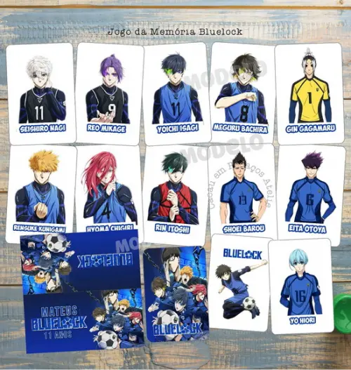 Bluelock Jogo da Memória 23 Cartas Lembrancinha Aniversário