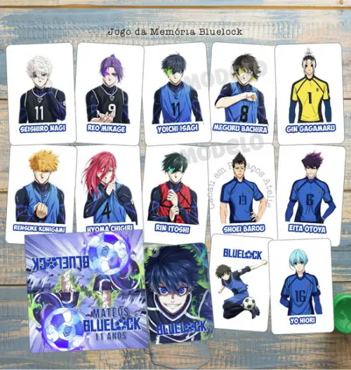 Bluelock Jogo da Memória 23 Cartas Lembrancinha Aniversário