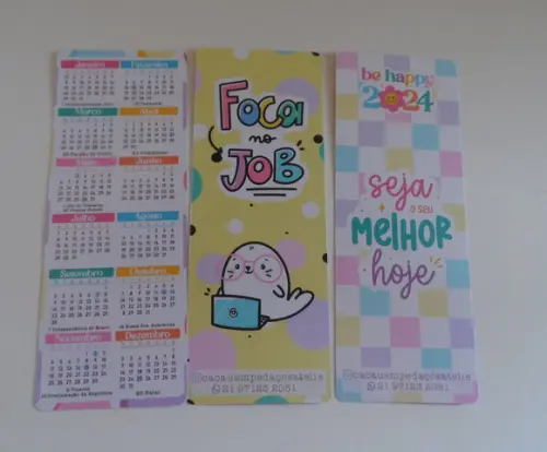 Calendário Marca Página 2024 com Mensagem Ano Novo Brinde