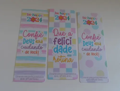 Calendário Marca Página 2024 com Mensagem Ano Novo Brinde