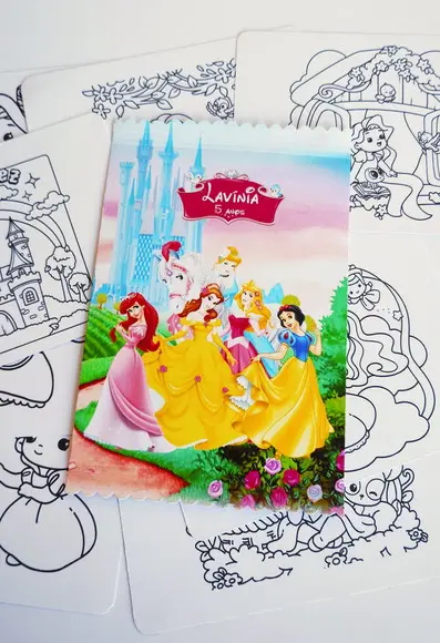 Cards Colorir Princesas + Adesivos Lembrancinha Festa
