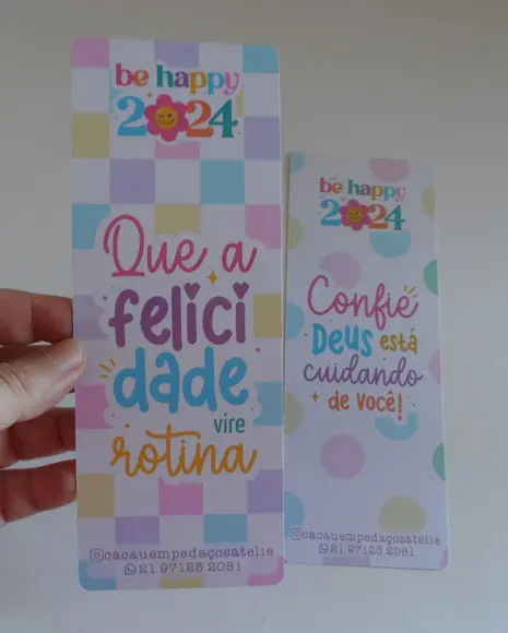 Calendário Marca Página 2024 com Mensagem Ano Novo Brinde