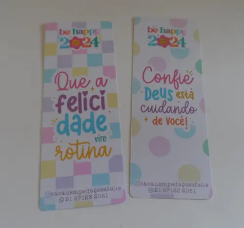 Calendário Marca Página 2024 com Mensagem Ano Novo Brinde