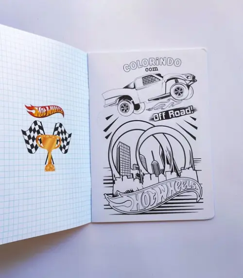Hot Wheels Álbum de Figurinhas + Desenhos Colorir Lembrancin