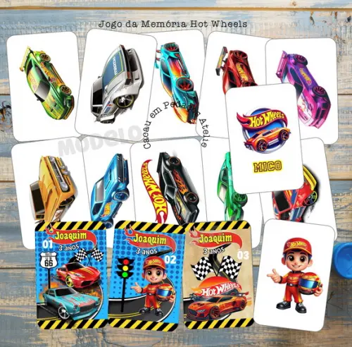 Hot Wheels  Jogo da Memória Personalizado Lembrancinha Infantil