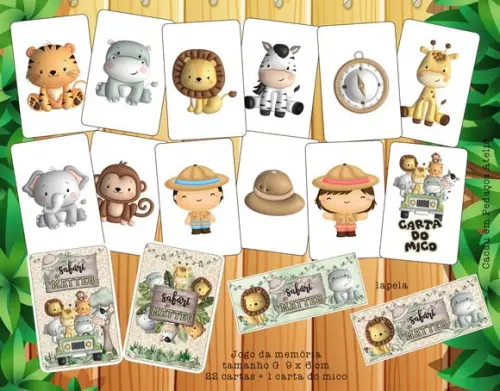 Jogo da Memória G Safári Personalizado + Carta Mico