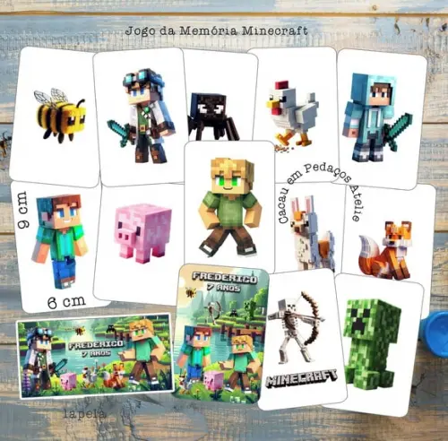 Jogo da Memória Minecraft Personalizado Lembrancinha Festa