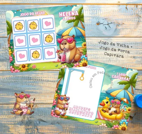 Jogo da Velha Capivara Personalizado Capibara Lembrancinha