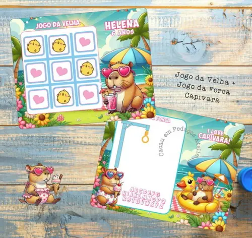 Jogo da Velha Capivara Personalizado Capibara Lembrancinha