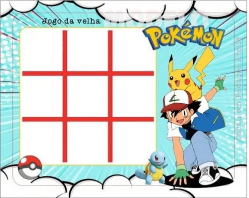 Jogo da Velha Personalizado Pokémon Vários Temas
