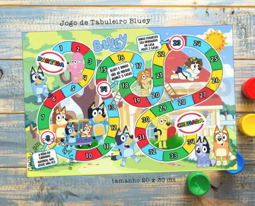 Jogo de Tabuleiro Trilha Bluey Bingo Lembrancinhas