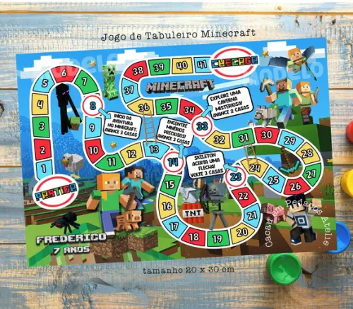 Jogo de Tabuleiro Trilha Minecraft Lembrancinhas