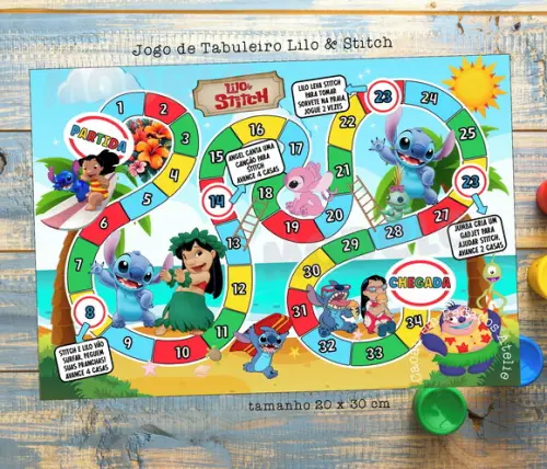 Jogos de Tabuleiro Lilo & Stitch Lembrancinha de Festa