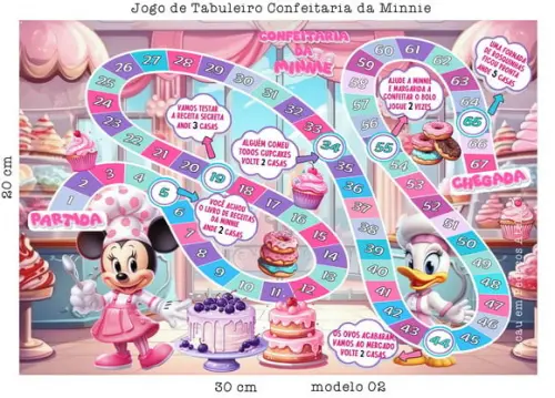Lembrancinhas Confeitaria da Minnie Jogo de Tabuleiro