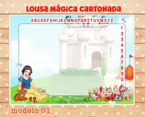 Lousa Mágica Cartonada Branca de Neve com Caneta
