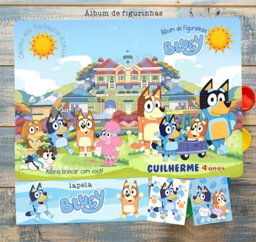 Bluey Livro de Atividades Colorir com Figurinhas Bluey Álbum de 