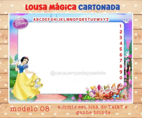 Lousa Mágica Cartonada Branca de Neve com Caneta