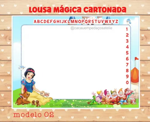 Lousa Mágica Cartonada Branca de Neve com Caneta