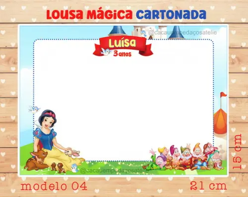 Lousa Mágica Cartonada Branca de Neve com Caneta